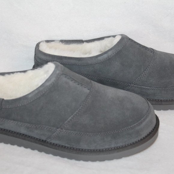 NIB‎ UGG KOOLABURRA MEN\'S SUEDE FUR SLIPPERS GRAY